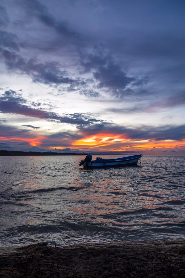 Sunset over the Caribbean Sea near Puerto Viejo