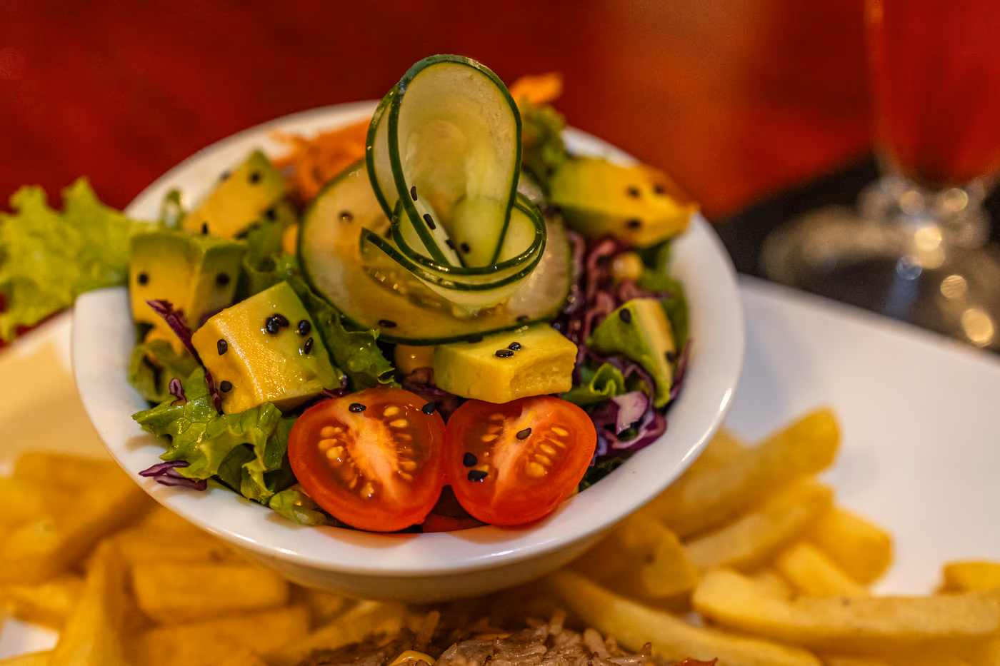 Fresh tropical salad with locally sourced ingredients